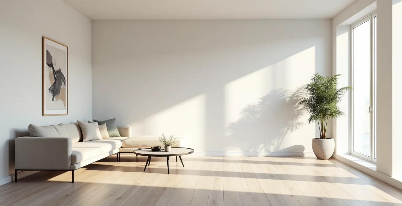 Comparaison visuelle de deux salons identiques avec charges visuelles différentes