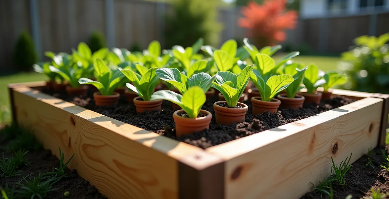 Potager surélevé québécois avec système d'arrosage par ollas