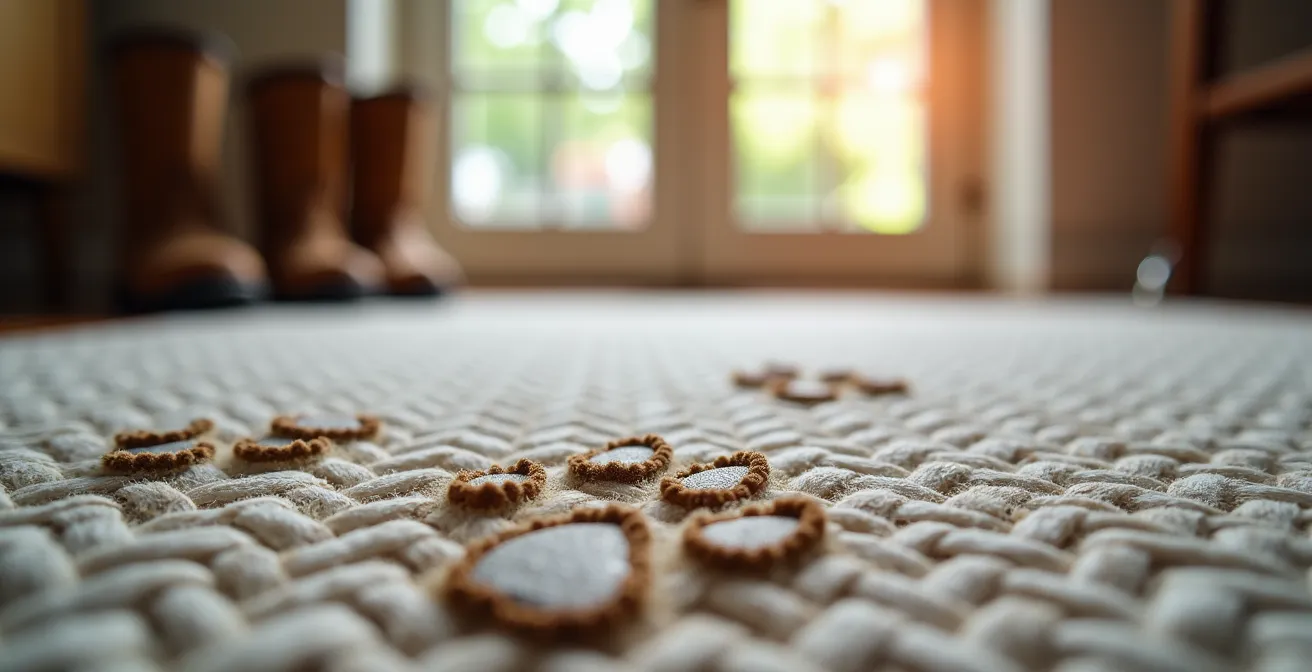 Entrée de maison avec tapis lavable élégant supportant le passage fréquent